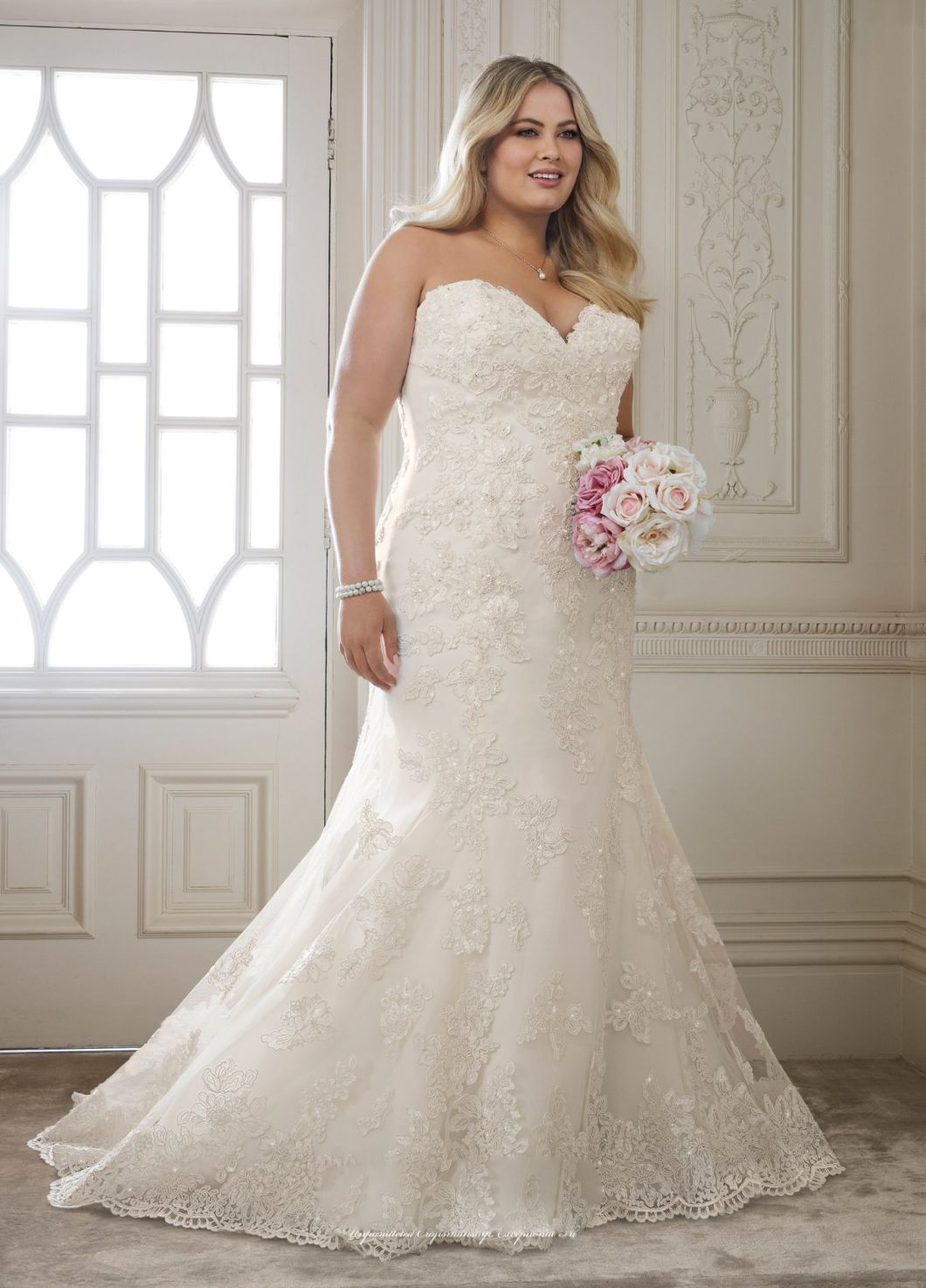 Amelie Rocky Strapless Lace Tulle Plus Size Mermaid Wedding Gowns