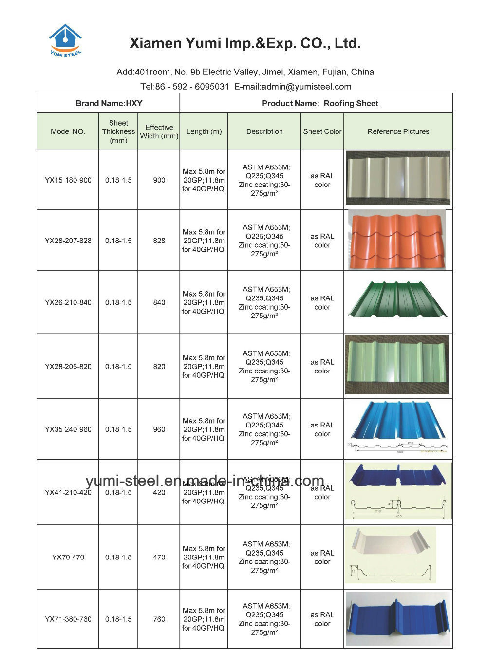 Color Corrugated Galvanized Steel Wall/Roofing Metal Sheets