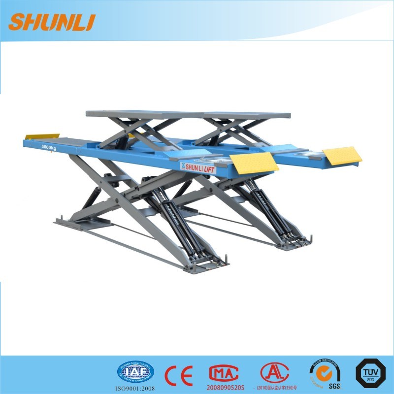 Ultrathin Double Hydraulic Cylinders Scissor Car Lift Maintenance Equipment for Four Wheel Alignment