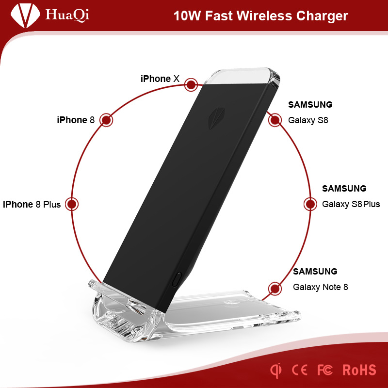 New Arrival 10W Handy Stand Quick Wireless Charger for iPhone/Samsung/Nokia/Motorola/Sony/Huawei/Xiaomi