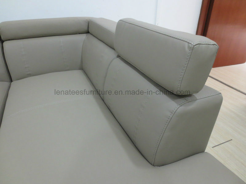 Wk-F2014 L Shaped Leather Home Sofa with Adjustable Headrest