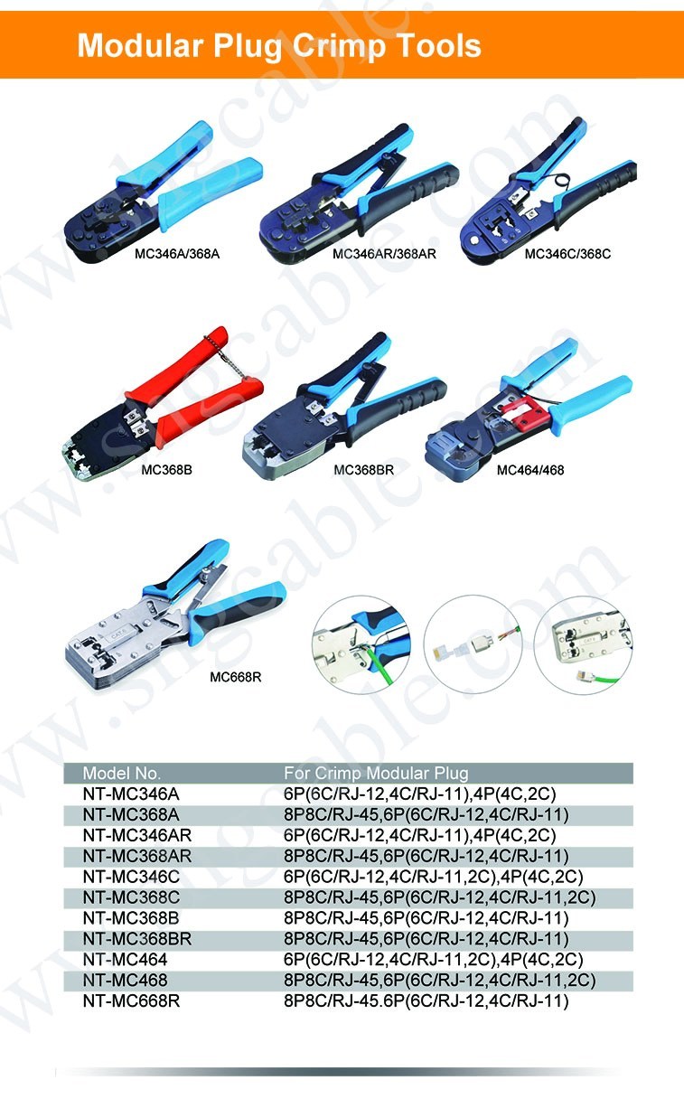 RJ45 Rj11 Network Cable Modular Plug Crimping Tool (NT-MC368AR)