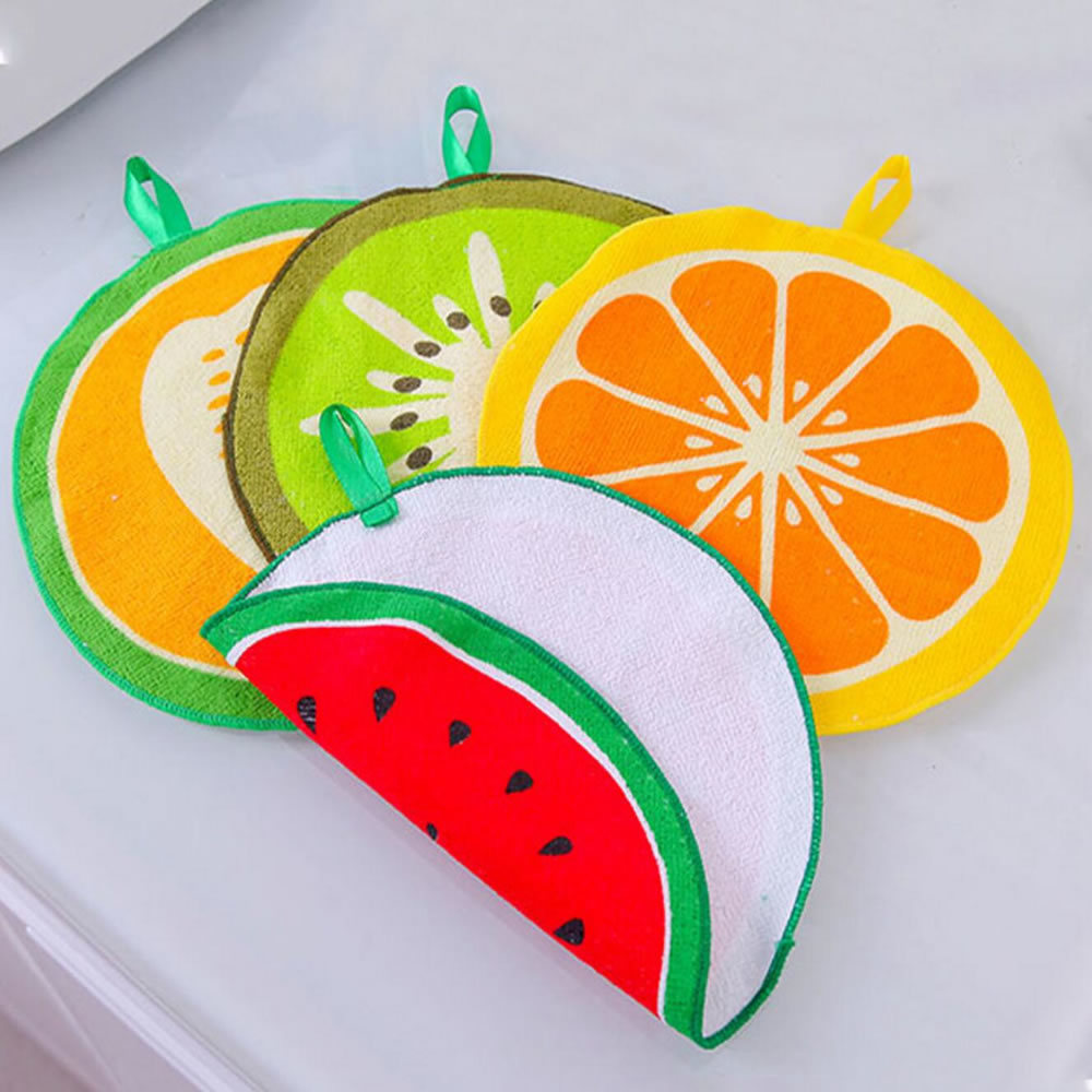 Cartoon Fruit Design Kitchen Hand Cleaning Towel Hanging Hand Washcloth