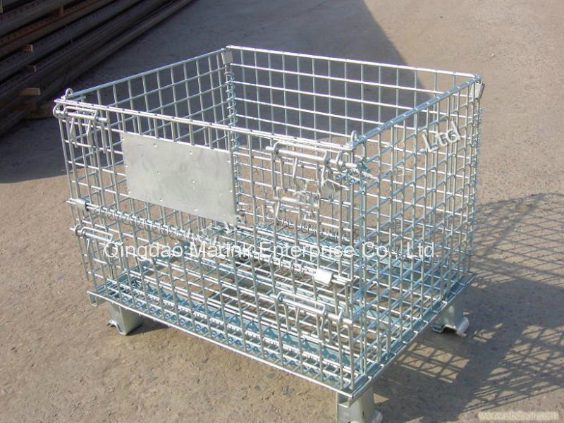 Warehouse Stackable Steel Wire Mesh Pallet Cage / Storage Cage