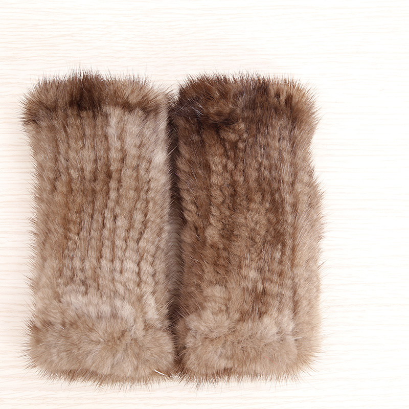 Mink Fur/White Fur Earmuff Headphone and Knitted Touch Glove