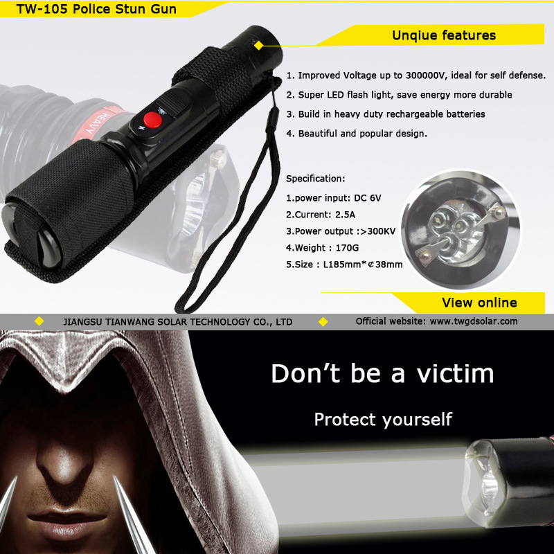 Plastic High Voltage Stun Guns with Flashlight