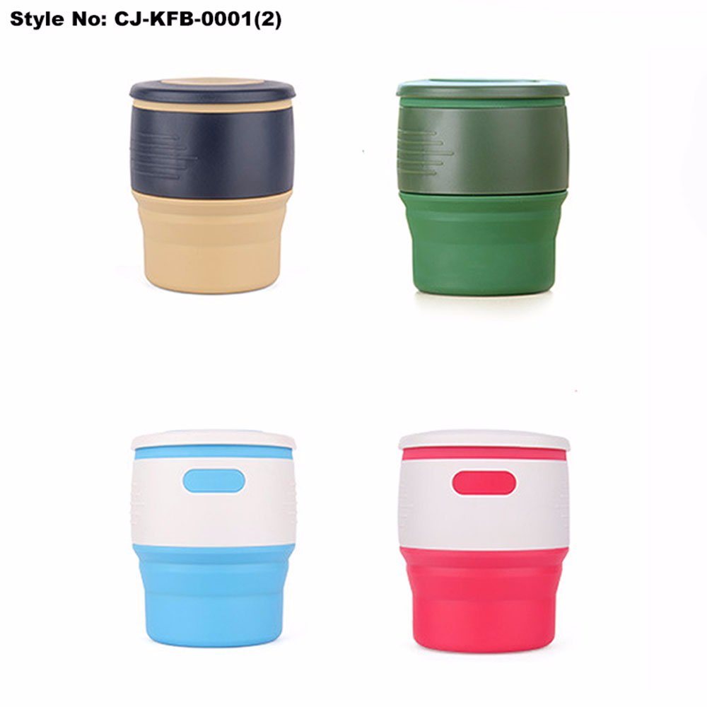 Wide Mouth Soft Collapsible Silicone Insulated Travel Coffee Mugs