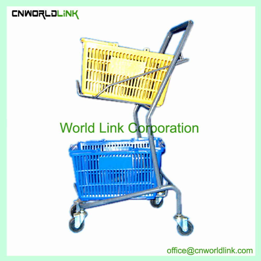 30L Multifunctional Two Layers Shopping Trolley Pull Cart