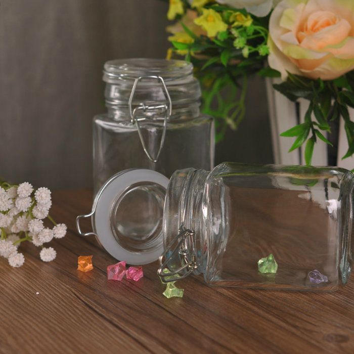 Wholesale Square Clear Glass Jar Food Storage Container