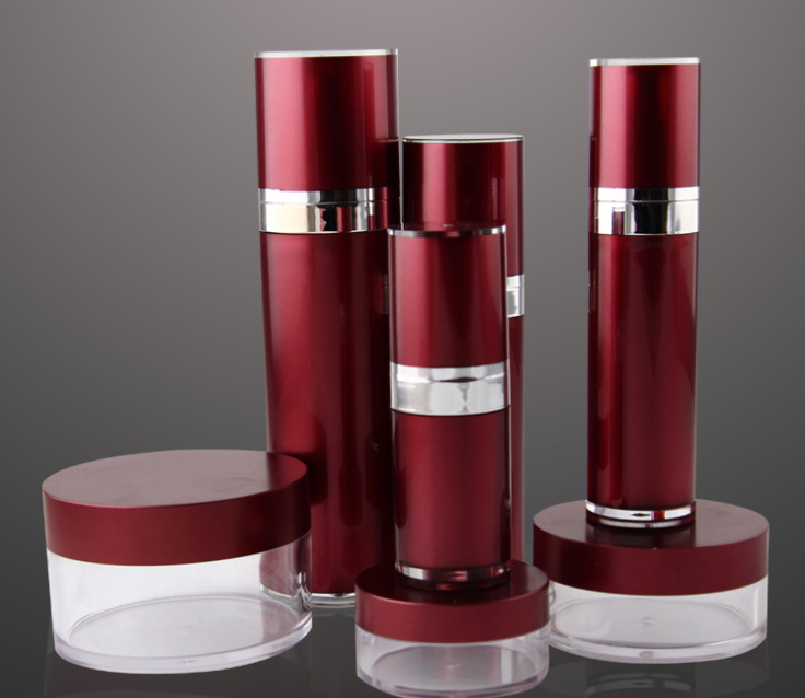 Red Set3 PP Acrylic Cream Jar Airless Lotion Bottle for Cosmetic Packaging (PPC-CPS-014)