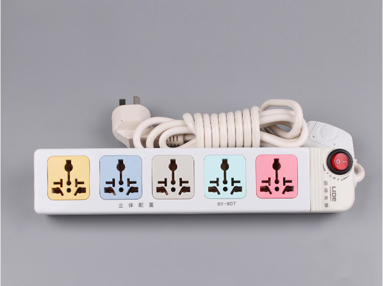 New Design Multicolored High Quality 5 Outlet Power Strip