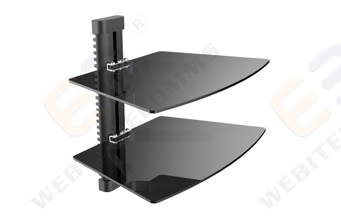 Adjustable Height Shelf, DVD Wall Bracket with 2 Glass Layers