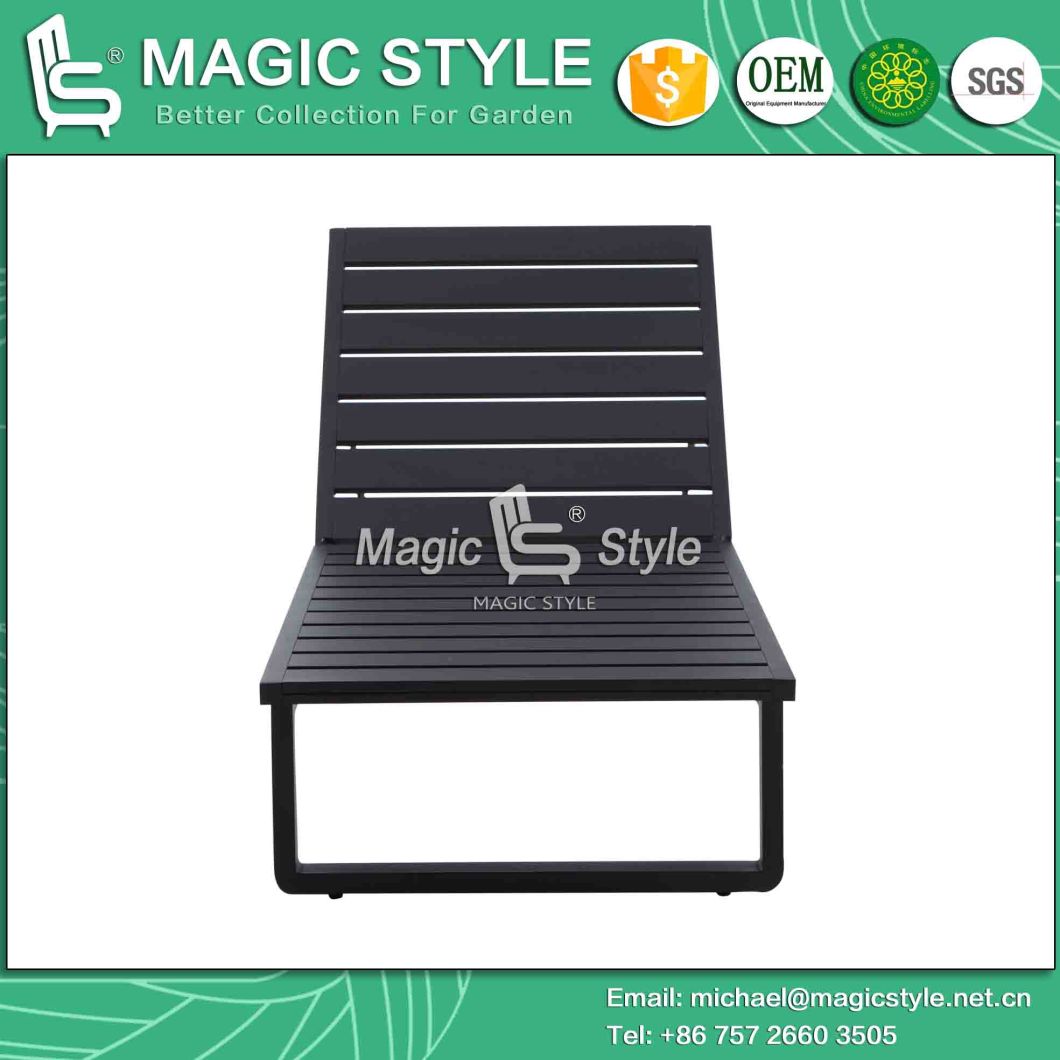 Outdoor Aluminum Sunbed Garden Aluminum Slat Sunlounger Pool Daybed with Cushion Aluminum Side Table Deck Daybed with Cushion