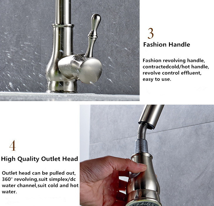 SUS304 Stainless Steel Revolve Wire Drawing Gourd Pullable Faucet