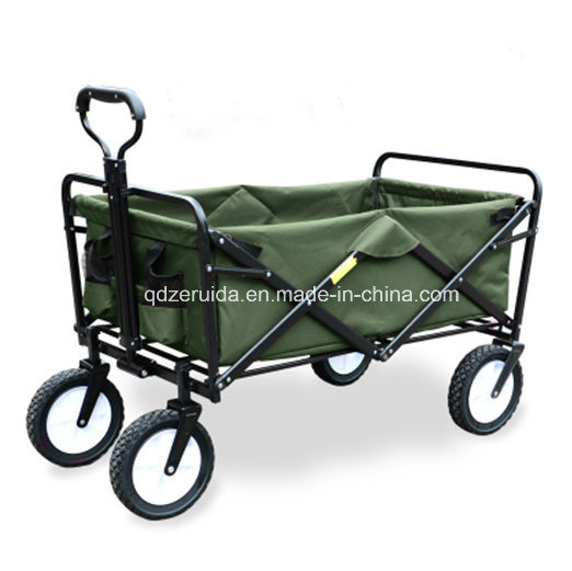 Outdoor Utility Wagon Folding Collapsible Garden Beach Shopping Cart - Red