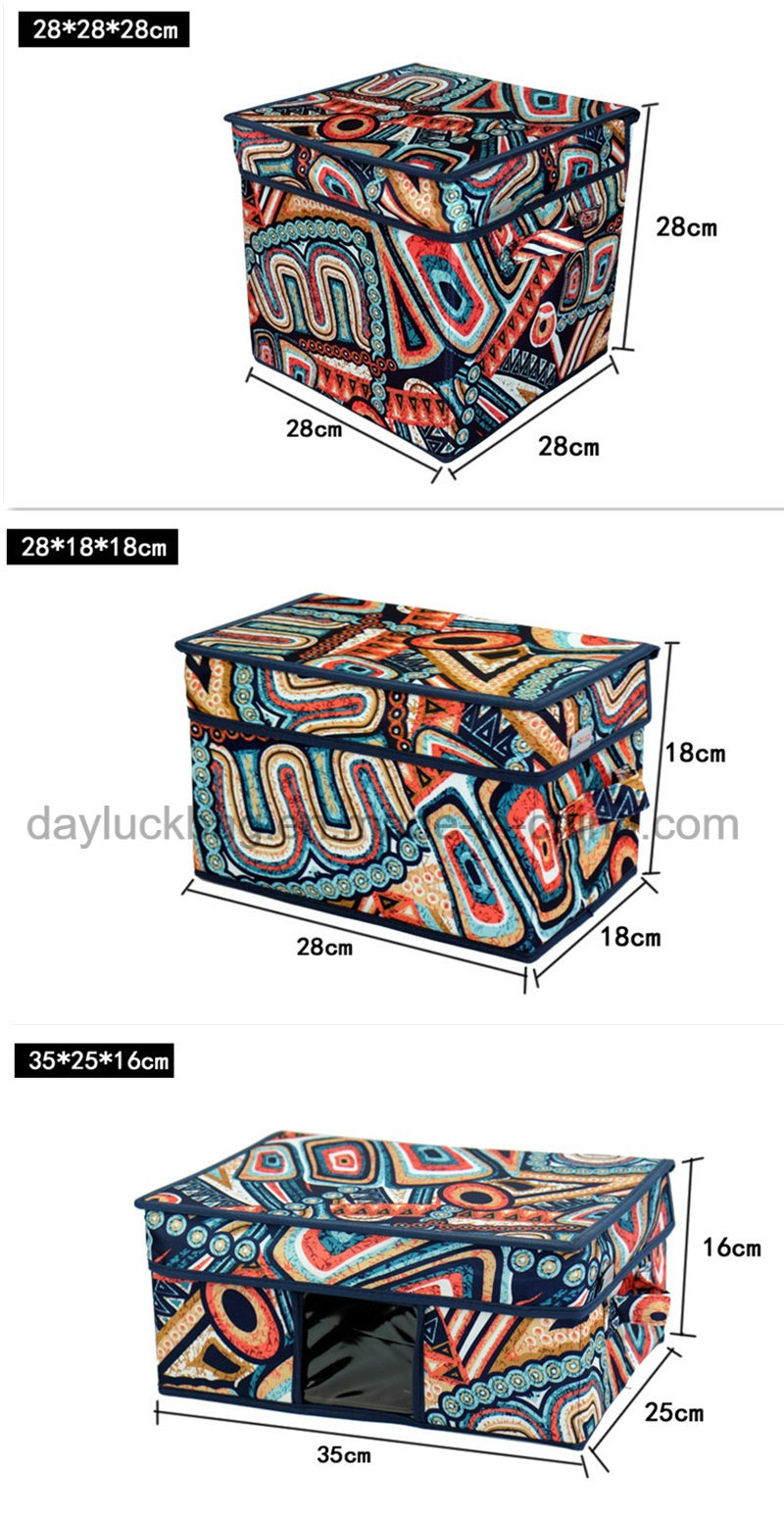 Foldable Print Large Waterproof Fabric Covered Decorative Storage Box