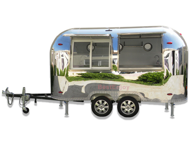 Airstream Shiny Mobile Fast Food Cart Manufacturer Low Price for Sale