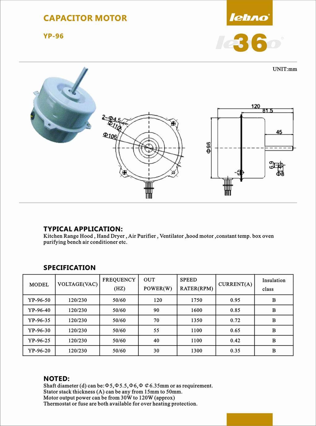 1250rpm 0.65A Power-Saving High Efficency Capacitor Motor for Water Pump/Bathroom Fan/Air Purifier
