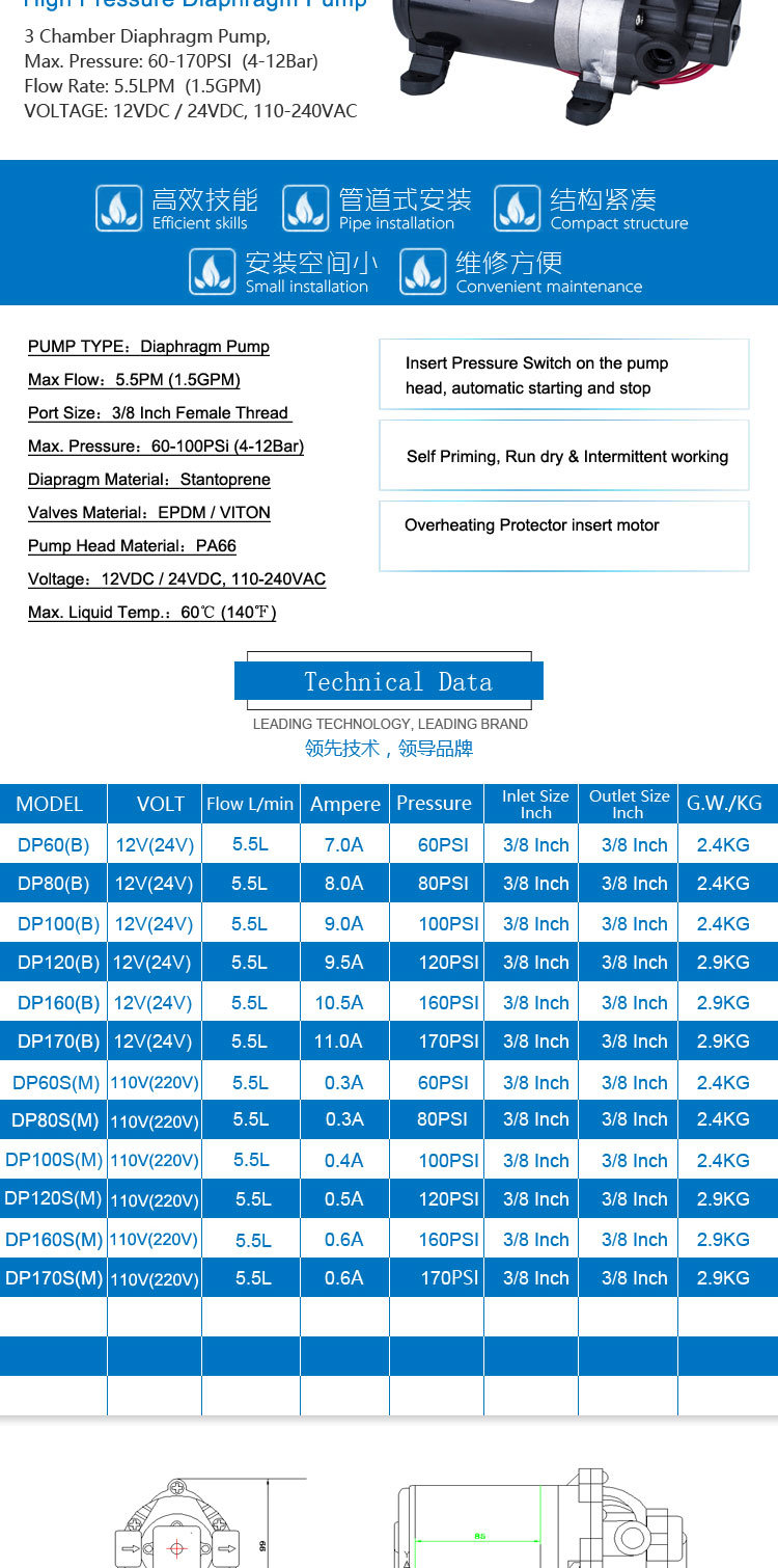 DC & AC RO Water Filter Pump