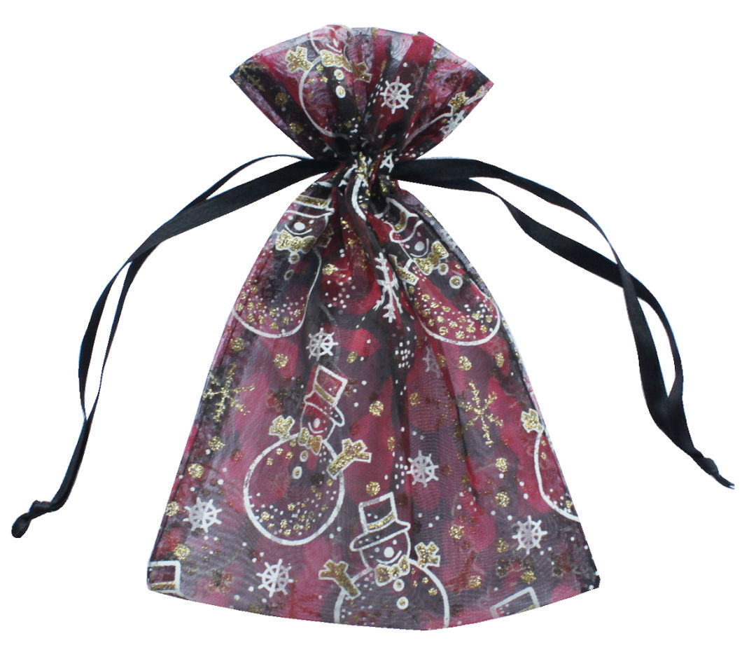 Nobel Luxury Custom Printed Organza Pouch Jewellry Satin Ribbon Drawstring Pouch (COB-1135)