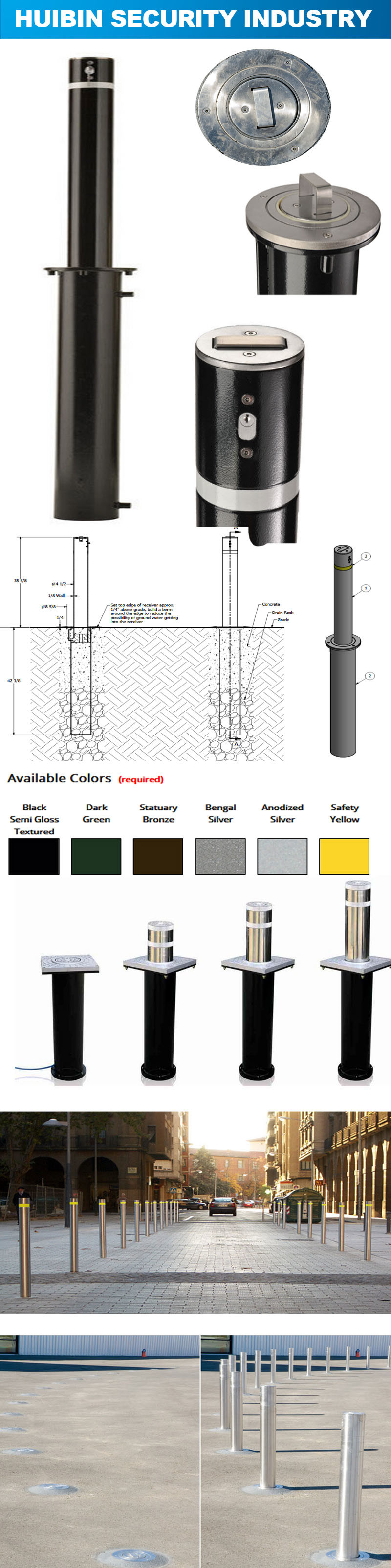 High Impact Protection Bollard Warning Outdoor Blocker Post