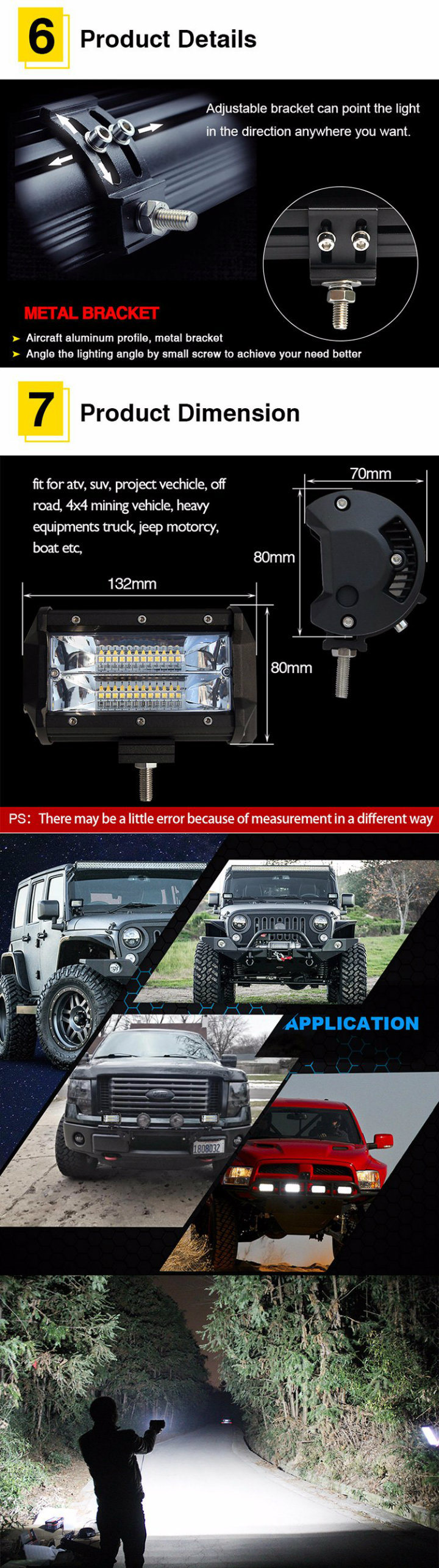 High Quality 8d Spot Light CREE 5 Inch 4X4 Truck Mini Car LED Light Bar