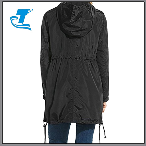 Ladies Lightweight Long Sleeve Black Windbreaker