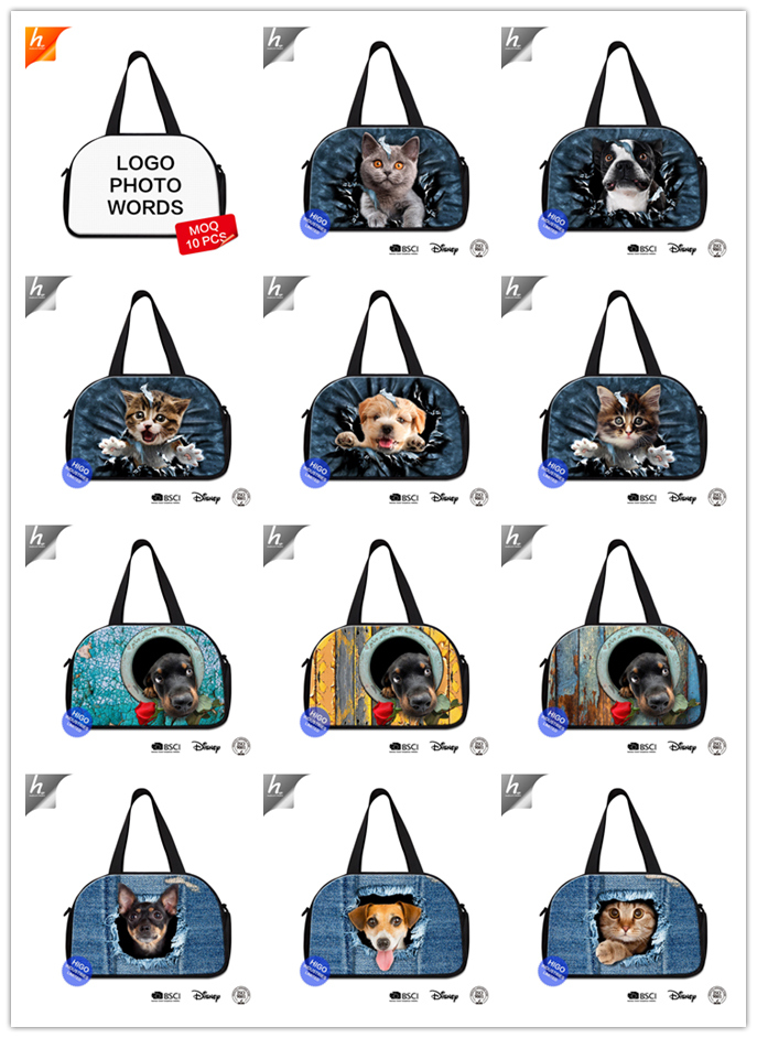 Cute Dog 3D Printed Trolley Gym Bag Weekend Travel Bag for Men