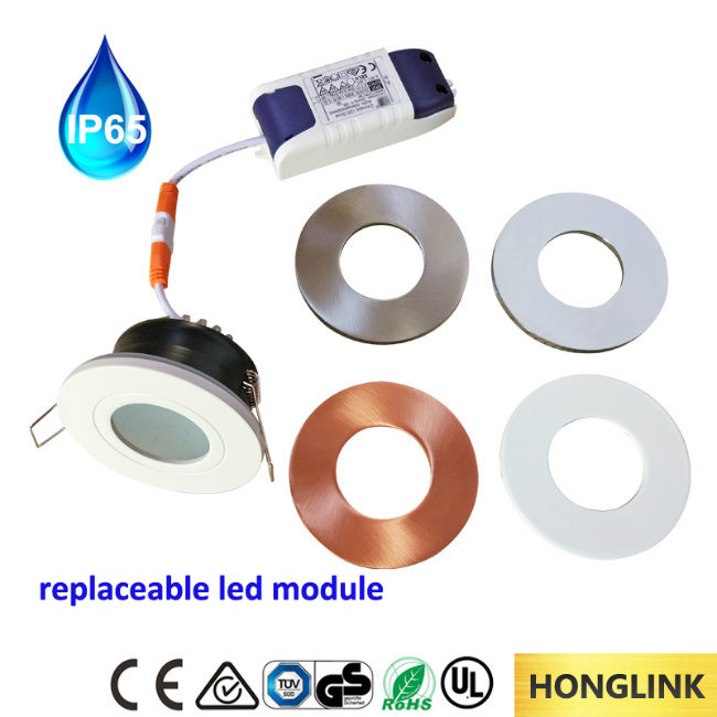 Ce 220V Tiltable IP65 Waterproof Bathroom Downlight with Replaceable LED Module