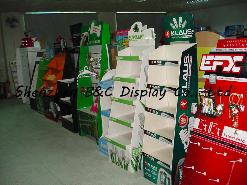 Cardboard Floor Display, Paper Display for Energy-Saving Lamps with SGS (B&C-A008)