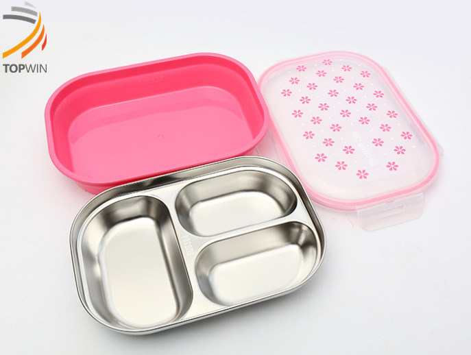 1100ml 2 Layer Stainless Steel 3 Compartments Bento Box