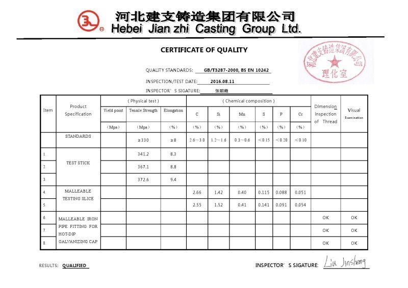 Galvanized Malleable Iron Pipe Fitting M&F Long Sweep Bends