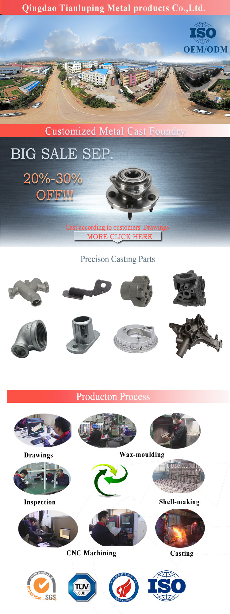 Carbon Steel 45 Investment Casting Parts for Farm Machinery