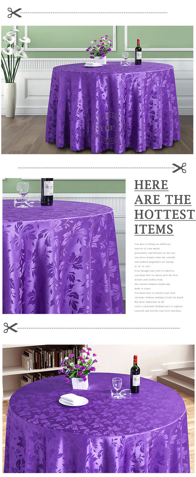 Yrf Round Purple Bulk Cheap Restaurant Tablecloths and Napkins