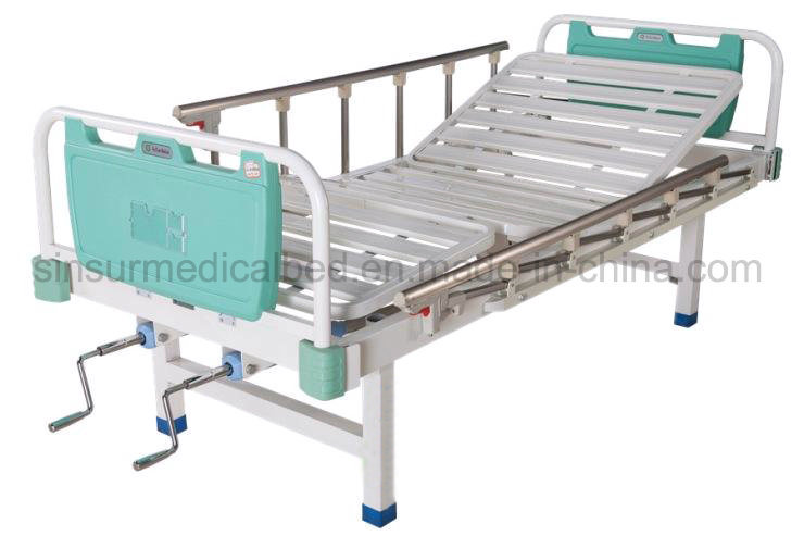 Aluminum-Alloy Guardrail Double-Crank Manual Medical Instrument Hospital Beds