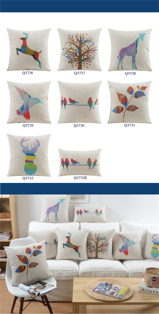 Yrf Hotel Products Rectangle Cotton Linen Pastoral Style Leaves Colorful Pillow