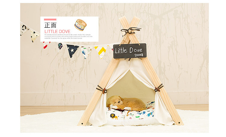 Animal Cartoon Printing Wood Dog Tents Cotton Pads Pet House