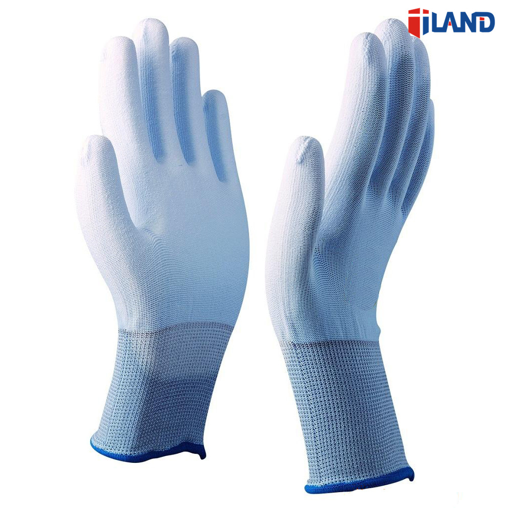 13 Gauge Polycotton/Nylon Liner Water Based PU Palm Coated Glove Safety Electronic Work Labor Gloves