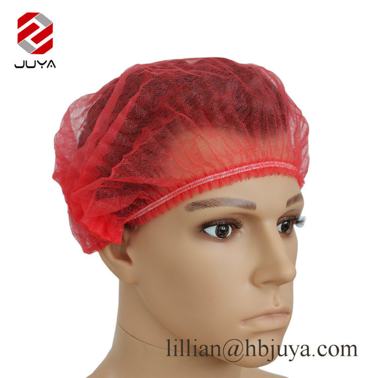 Disposable PP Non Woven Strip Clip Cap Bouffant Head Cover Hair Net Surgical Doctor Hat Round Mob Cap