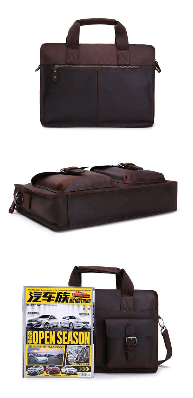 Hot Selling European Style Dark Brown Leather 13inches Laptop Briefcase for Men