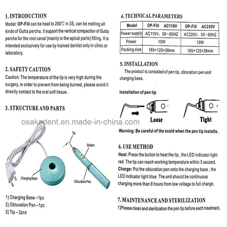 Dental Gutta Percha Obturation Pen