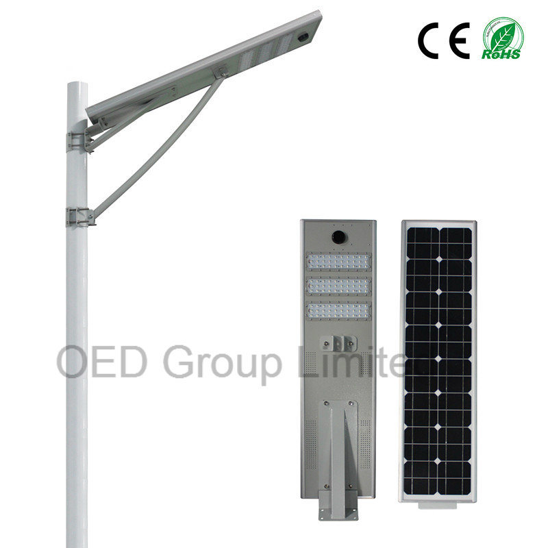 Integrated Solar LED Streetlight Solar LED Road Lights 50W Used for Street with PV Solar Panel Battery and LEDs