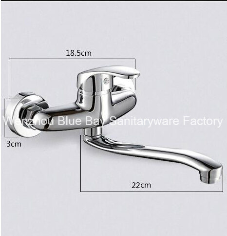 Single Lever Swivel Wall Mounted Kitchen Sink Hot&Cold Mixer Tap Faucet