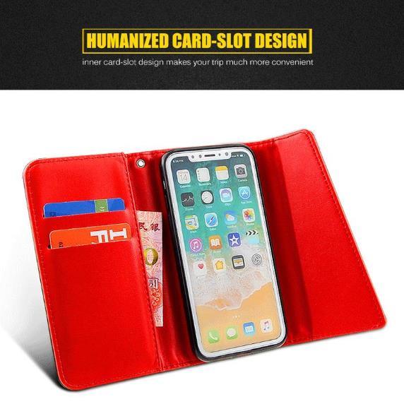 Detachable Magnetic Snap-on PU Leather Wallet Cases Card Slot Flip Case Cover