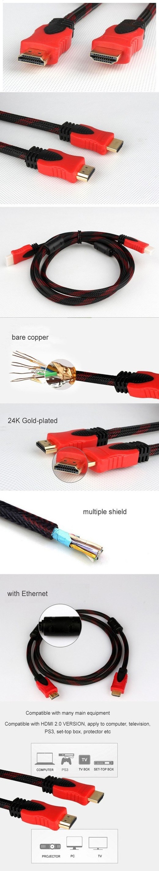 AV Data Communication HDMI Cable with Ferrite (pH3-1036)