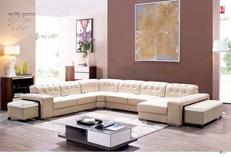 766 Modern Leather Comfortable Sectional Sofa