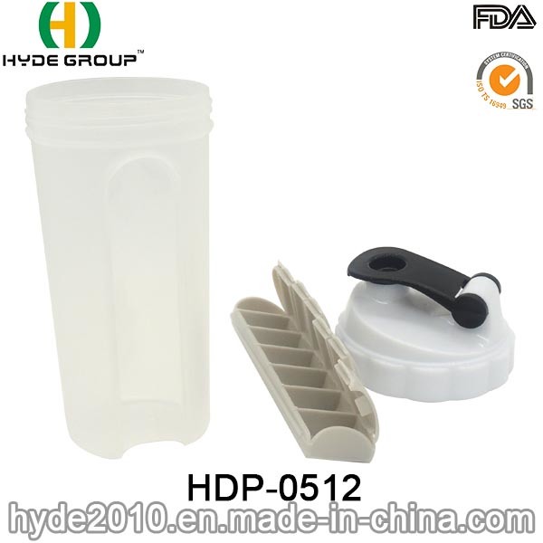 600ml Newly Plastic Protein Shaker Bottle (HDP-0512)