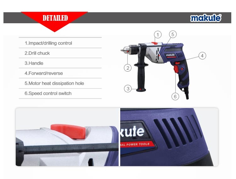 Makute 1020W 13mm Electric Hand Power Tools Impact Drill (ID009)