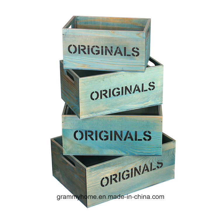 Multi Sized Rustic Wooden Stackable Crate (Set of 4)