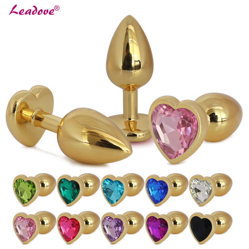 Newest Stainless Steel Heart Shape Golden Anal Plug Small Size